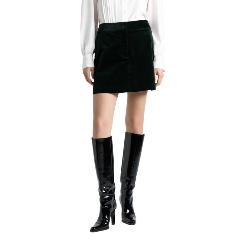 Cue Jade Stretch Velvet Mini Skirt image number 0